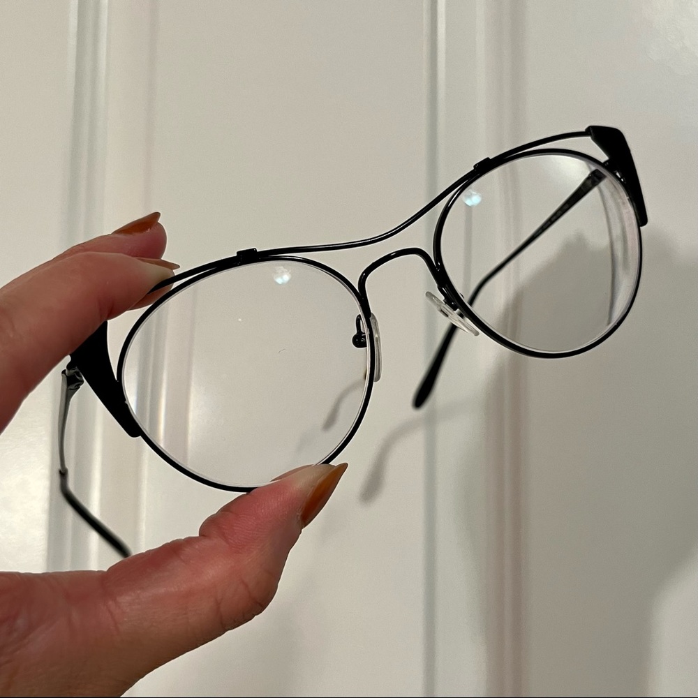 PRADA VPR58V Eyeglasses Prescription Black Metal Cat Eye